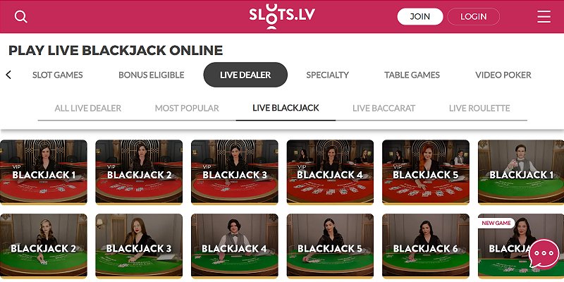Slots.lv online blackjack casino