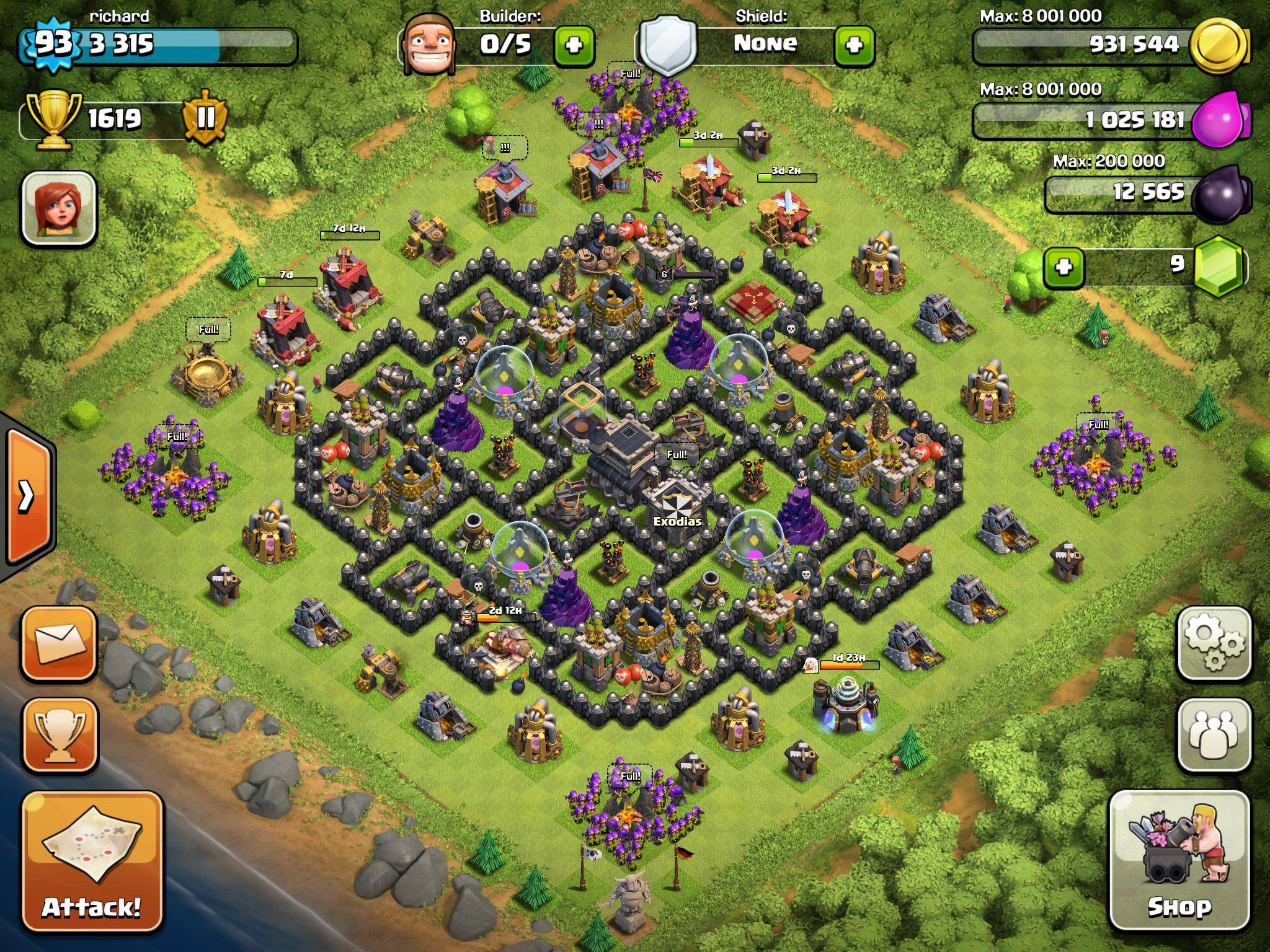 clash of clans base design town hall 9 to protect dark